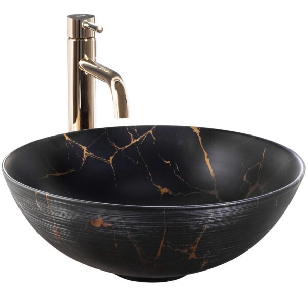 Vasque à poser en céramique Rea Stella Black Marble Brush