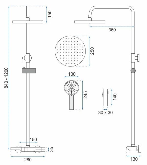 Kit de douche REA Savio Led Black – Image 8