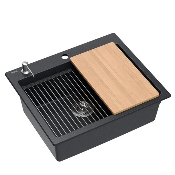 évier en granit KURT 110 WORKSTATION Black Dotted – Image 3