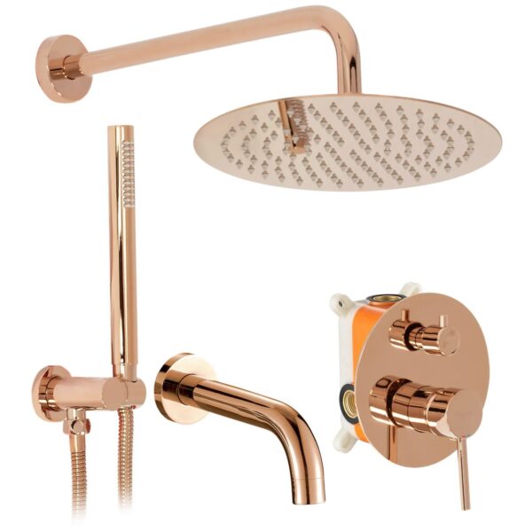 Colonne de douche-baignoire encastrée Rea Lungo Rose Gold + BOX