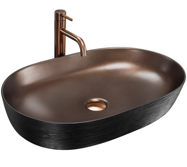 Vasque à poser en céramique Rea Cleo 61 Copper Bush / Black – Image 2