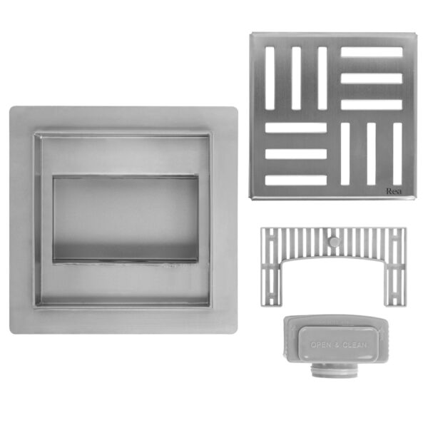 Drain linéaire REA CROSS 150x150 Nickel Brush – Image 4