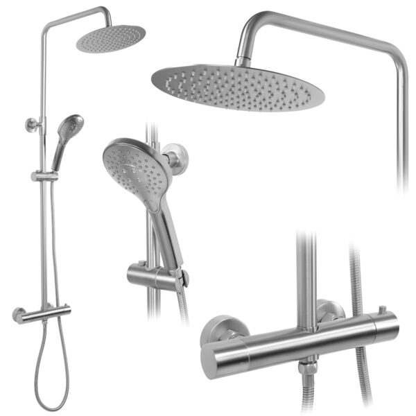 Kit de douche avec thermostat REA VINCENT NICKEL BRUSH INOX