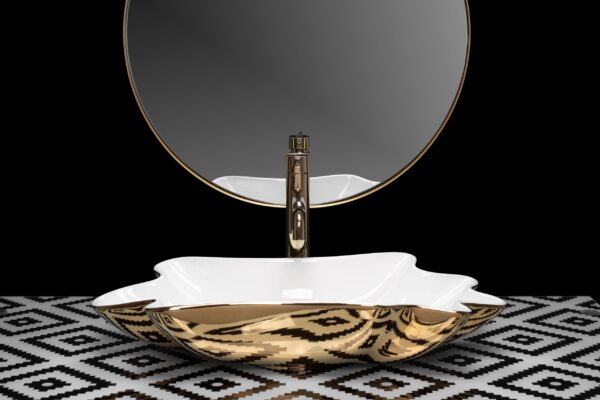 Vasque à poser REA Sea Infinity White Gold + Bonde Click-Clack – Image 3