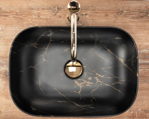 Vasque à poser Rea Belinda Black Marble Mat – Image 3
