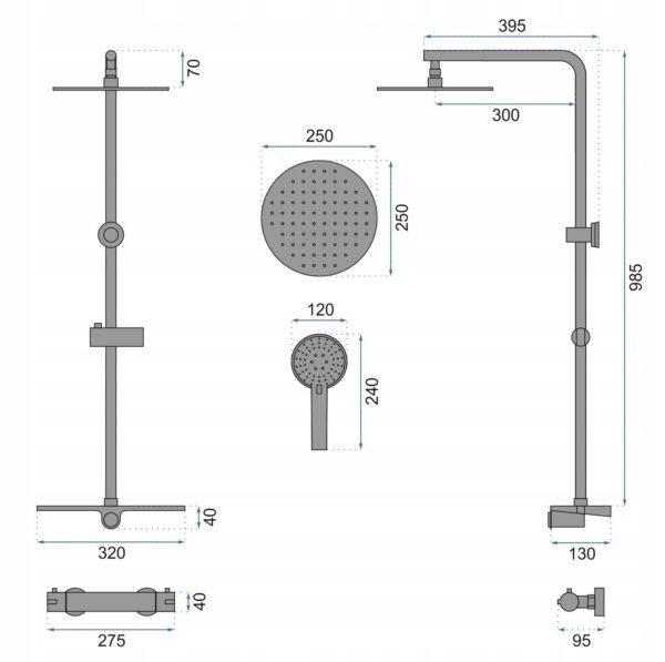 Kit de douche avec thermostat Rea MIKE Black – Image 10