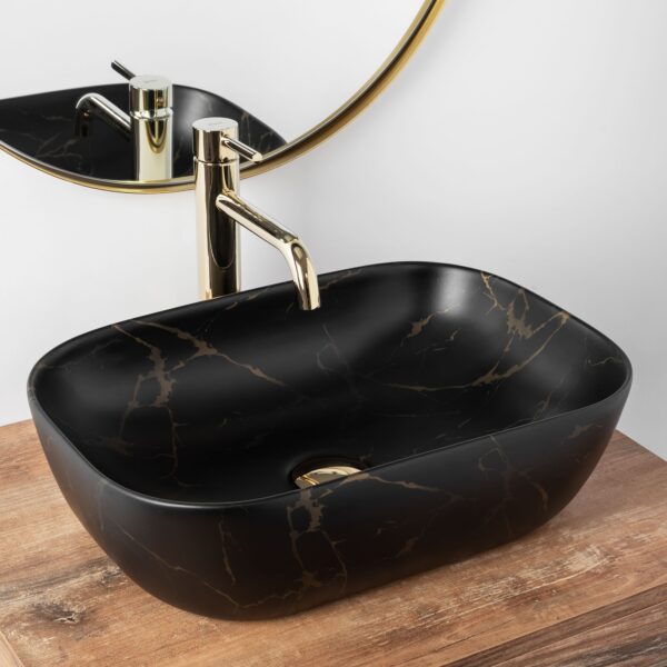 Vasque à poser Rea Belinda Black Marble Mat – Image 2