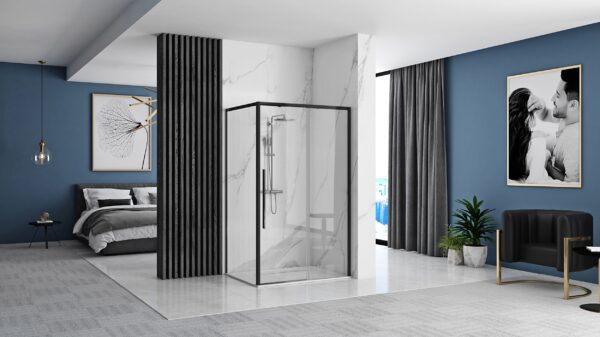 Cabine de douche SOLAR BLACK MAT 120x90 – Image 2
