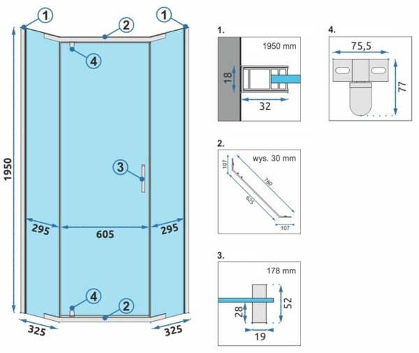 Cabine de douche AXIN Chrom 80x80 – Image 3