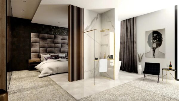Paroi de douche Rea Aero Gold Brush N 90 Walk In + EVO – Image 2