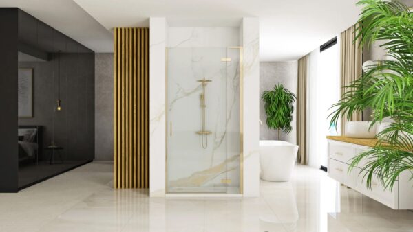 Porte de douche Rea Hugo 100 Gold Brush + profilé – Image 3