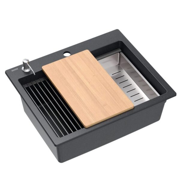 évier en granit KURT 110 WORKSTATION Black Dotted
