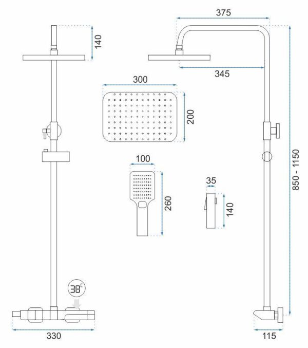 Kit de douche avec thermostat REA ROB Nickiel Brush INOX – Image 9