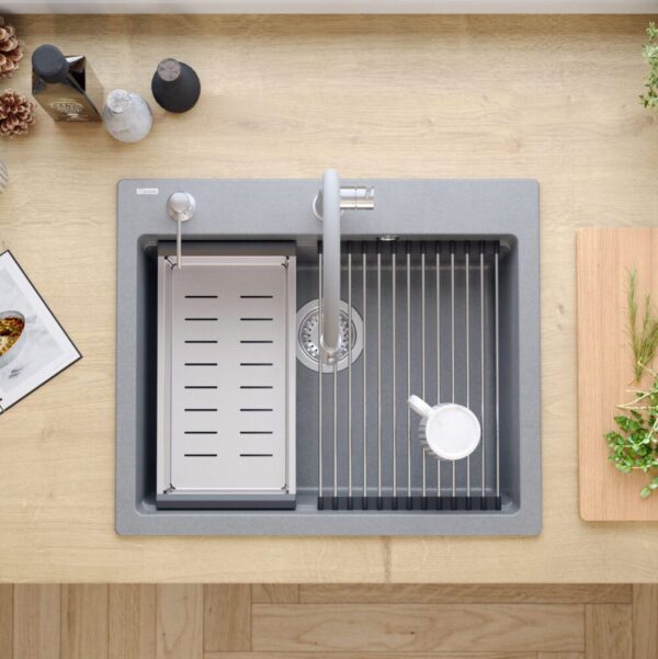 évier en granit KURT 110 WORKSTATION Grey Metallic – Image 6