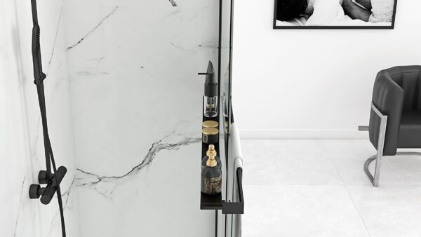 Paroi de douche Rea Aero Black Mat 100 avec étagère et support Evo – Image 5