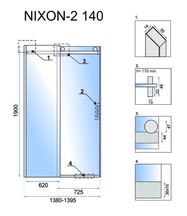Porte de douche Rea Nixon-2 140 – Image 8