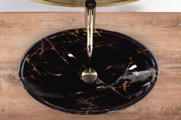 Vasque à poser REA Pamela Black Marble Shiny – Image 4