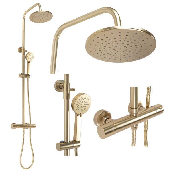 Kit de douche avec thermostat Rea PAROT BRUSHED GOLD