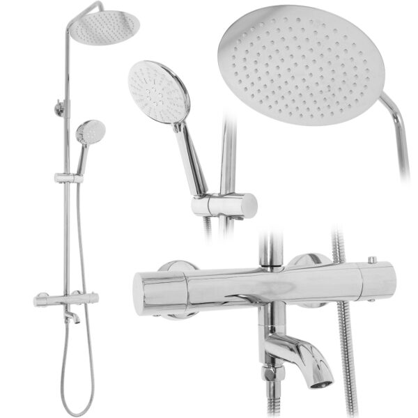 Kit de douche avec thermostat Lungo chrome