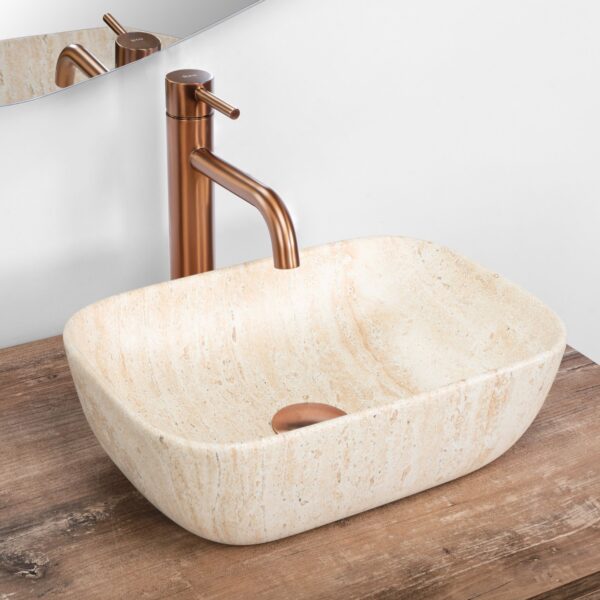 Vasque à poser Rea BELINDA MINI TRAVERTINE MATT – Image 2