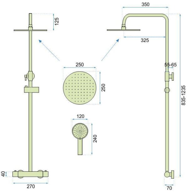 Kit de douche avec thermostat REA VINCENT NICKEL BRUSH INOX – Image 8