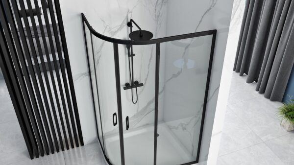 Cabine de douche REA Look Black 80x100 + Receveur de douche Look White – Image 3