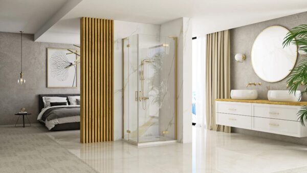 Cabine de douche REA Hugo Gold Brush 80x100 – Image 2