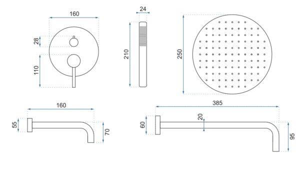 Colonne de douche-baignoire encastrée Rea Lungo Black + BOX – Image 8