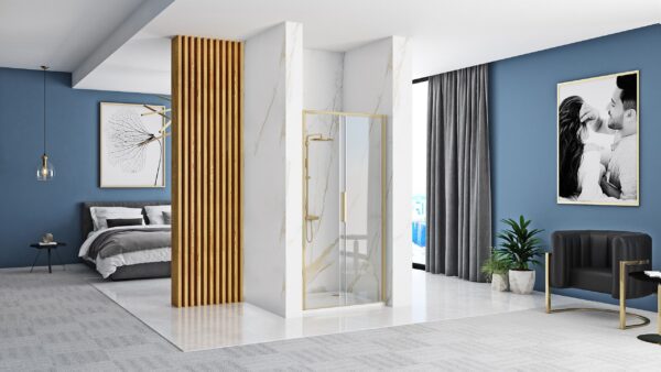 Porte de douche REA Rapid Slide 120 Gold Brush – Image 2