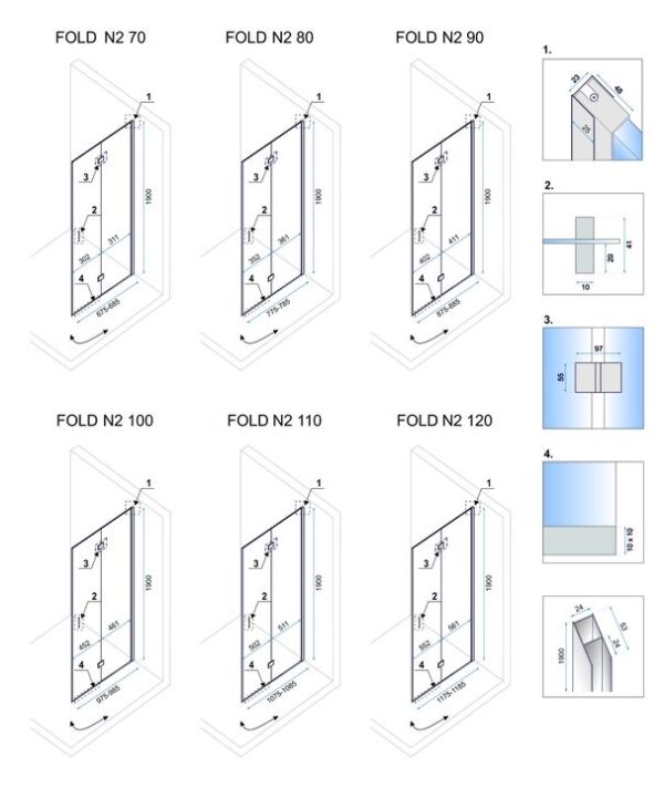 Cabine de douche pliante Rea Fold N2 Modulée – Image 6