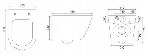 Cuvette WC suspendue Rea CARLO Mini Rimless Duroplast Flat Black Gold Edge – Image 4