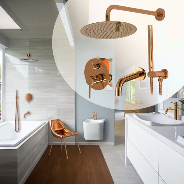 Colonne de douche-baignoire encastrée Rea Lungo Copper + BOX – Image 2