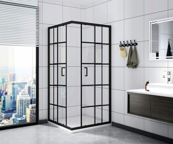 Cabine de douche carrée calani BLACK DELTA 90x90 – Image 3