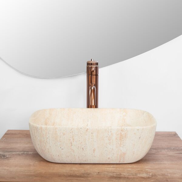 Vasque à poser Rea BELINDA MINI TRAVERTINE MATT – Image 3