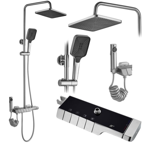 Kit de douche avec thermostat REA ROB Nickiel Brush INOX