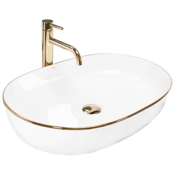 Vasque à poser en céramique Rea CLEO White Gold Edge