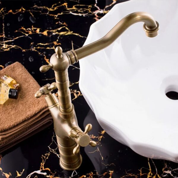 Robinet de cuisine de salle de bain Rea Rustico antique gold – Image 2