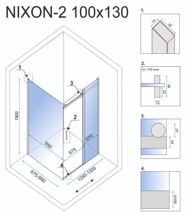 Cabine de douche Rea Nixon 130x100 – Image 6