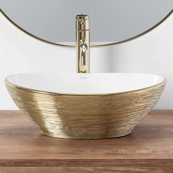 Vasque à poser Rea Sofia Brush Gold – Image 4
