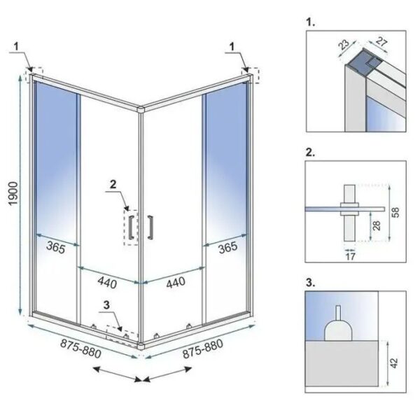Cabine de douche Rea City 90x90 Nickel Brush – Image 7