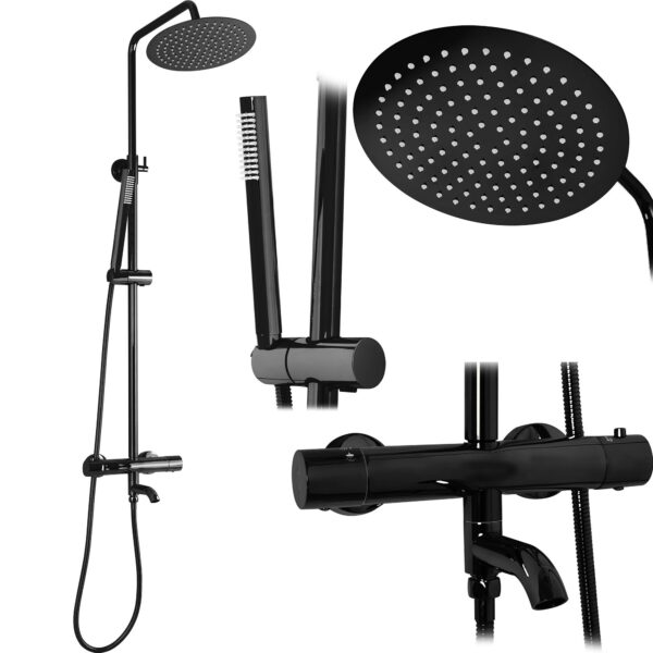 Kit de douche avec Thermostat Lungo Black Metallic