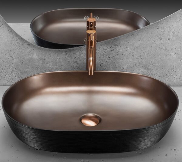 Vasque à poser en céramique Rea Cleo 61 Copper Bush / Black – Image 3