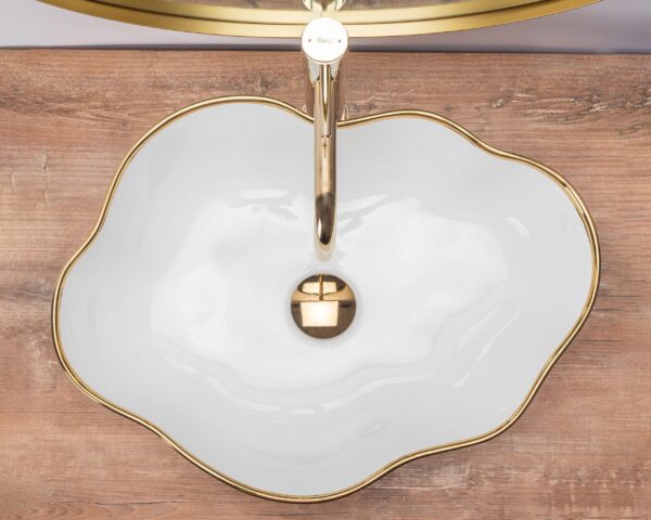 Vasque à poser Rea Pearl Gold Edge – Image 2