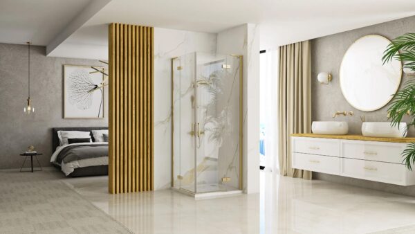 Cabine de douche REA Hugo 80x80 Gold Brush – Image 2