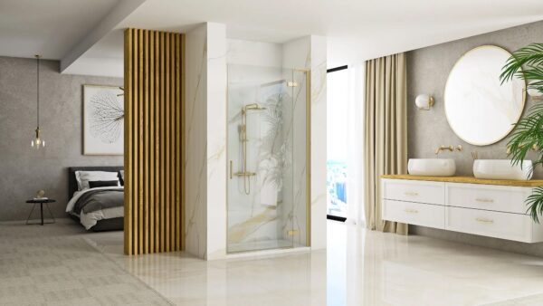Porte de douche Rea Hugo 80 Gold Brush + profilé – Image 2