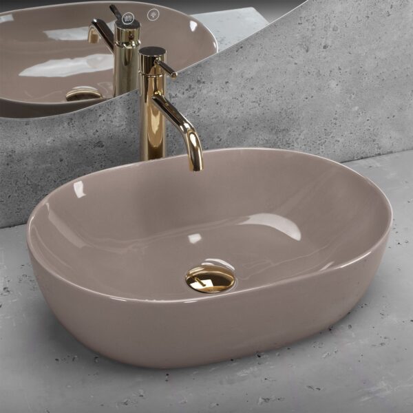 Vasque à poser Rea Lisa Beige Shiny – Image 2