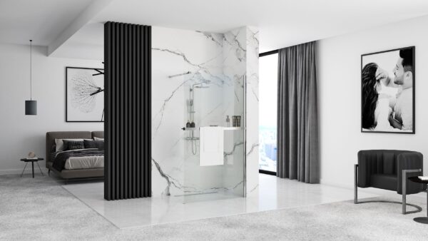 Paroi de douche Rea Aero N 100 avec étagère et support Evo – Image 3
