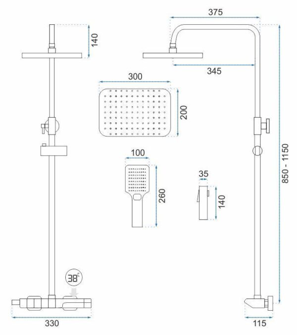 Kit de douche avec thermostat REA ROB Chrome – Image 9