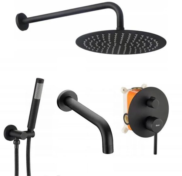 Colonne de douche-baignoire encastrée Rea Lungo Black + BOX