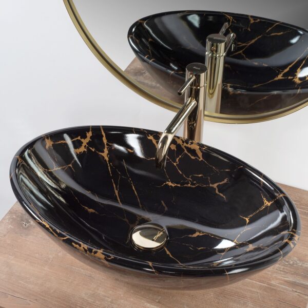 Vasque à poser REA Pamela Black Marble Shiny – Image 3